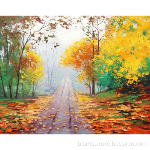 Most Popular Golden fallen leaves oil painting with professional packing